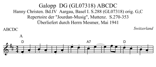 Galopp  DG (GL07318) ABCDC - staff notation