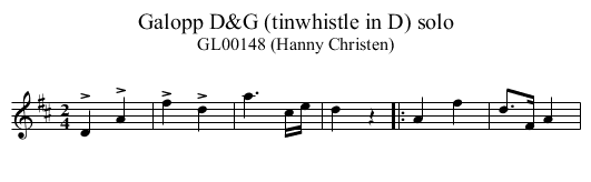 Galopp D&G (tinwhistle in D) solo - staff notation