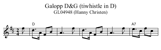 Galopp D&G (tiwhistle in D) - staff notation