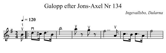 Galopp efter Jons-Axel Nr 134 - staff notation