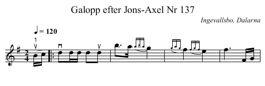 Galopp efter Jons-Axel Nr 137 - staff notation