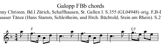 Galopp FBb chords - staff notation