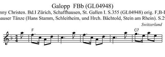 Galopp  FBb (GL04948) - staff notation
