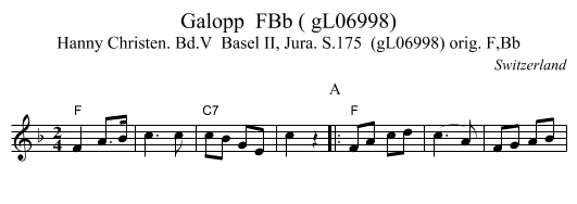 Galopp  FBb ( gL06998) - staff notation