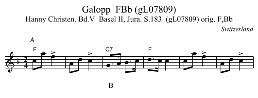 Galopp  FBb (gL07809) - staff notation