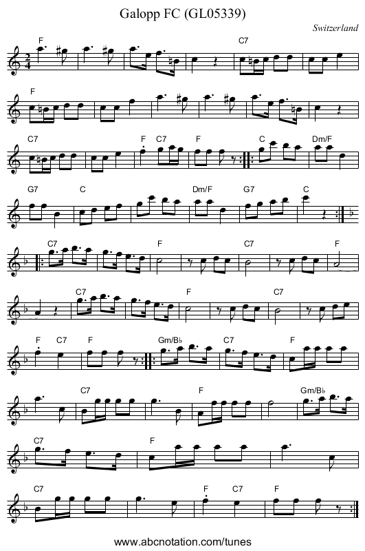 Galopp FC (GL05339) - staff notation