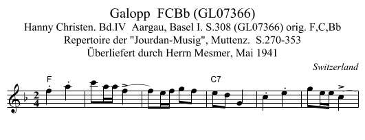 Galopp  FCBb (GL07366) - staff notation