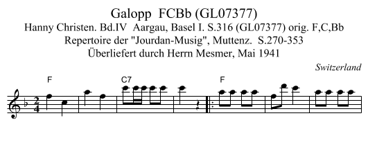 Galopp  FCBb (GL07377) - staff notation