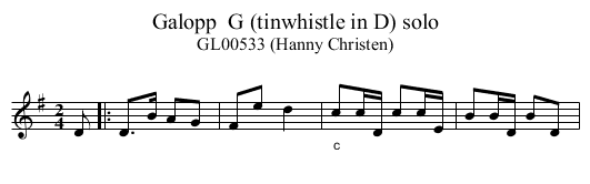 Galopp  G (tinwhistle in D) solo - staff notation