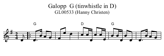 Galopp  G (tinwhistle in D) - staff notation
