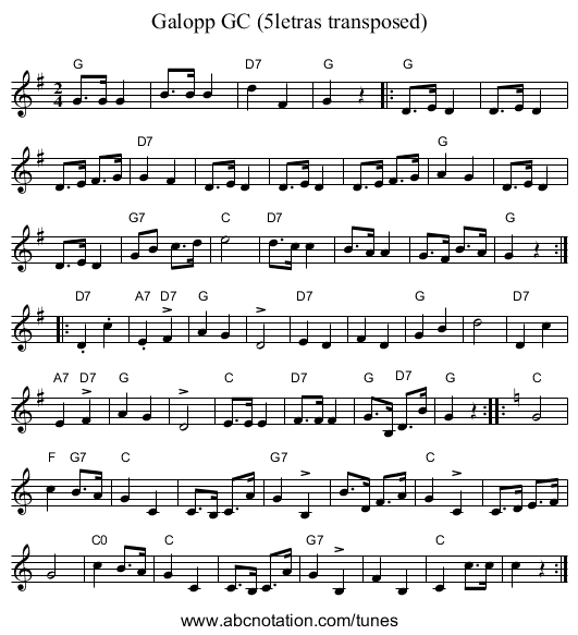 Galopp GC (5letras transposed) - staff notation