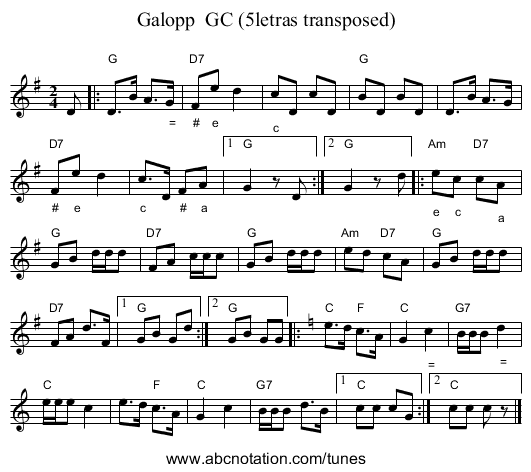 Galopp GC (5letras transposed) - staff notation