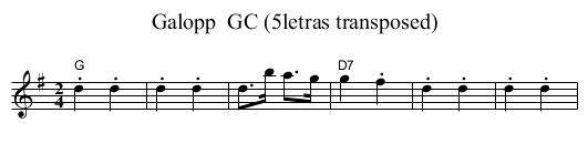 Galopp  GC (5letras transposed) - staff notation