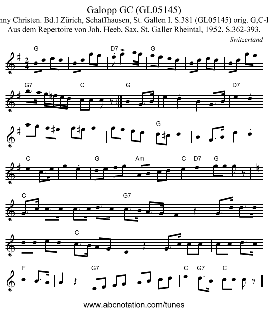 Galopp GC (GL05145) - staff notation