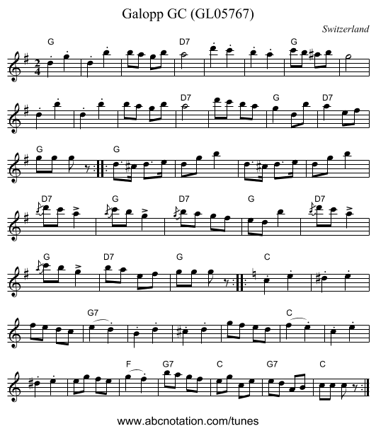 Galopp GC (GL05767) - staff notation