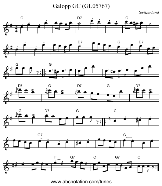 Galopp GC (GL05767) - staff notation