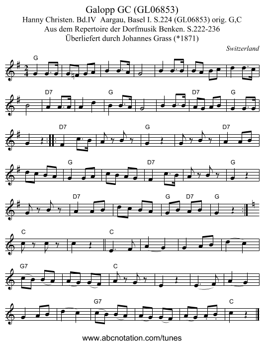Galopp GC (GL06853) - staff notation