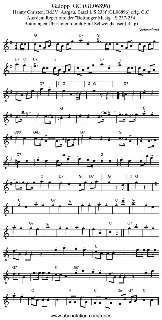 Galopp GC (GL06896) - staff notation