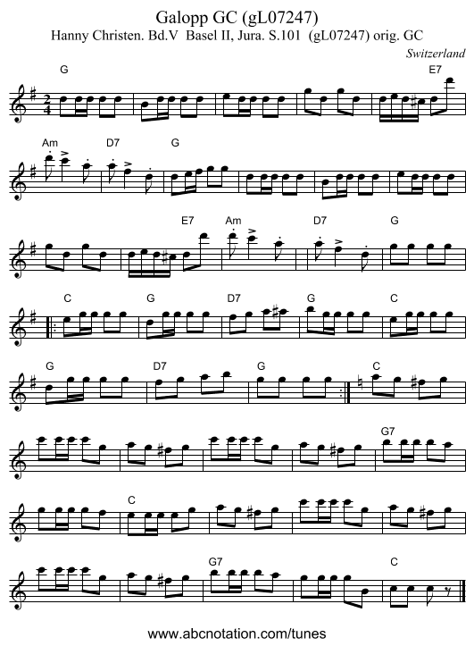 Galopp GC (gL07247) - staff notation