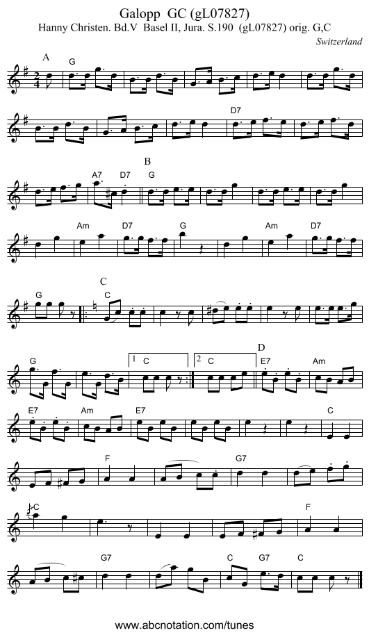 Galopp GC (gL07827) - staff notation