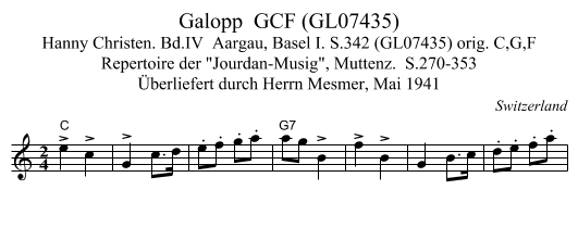 Galopp  GCF (GL07435) - staff notation