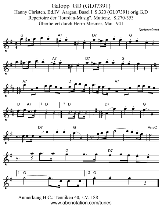 Galopp GD (GL07391) - staff notation