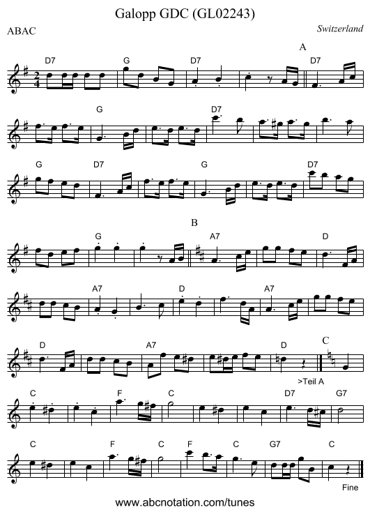 Galopp GDC (GL02243) - staff notation