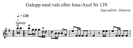 Galopp med vals efter Jons-Axel Nr 139 - staff notation