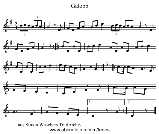 Galopp - staff notation