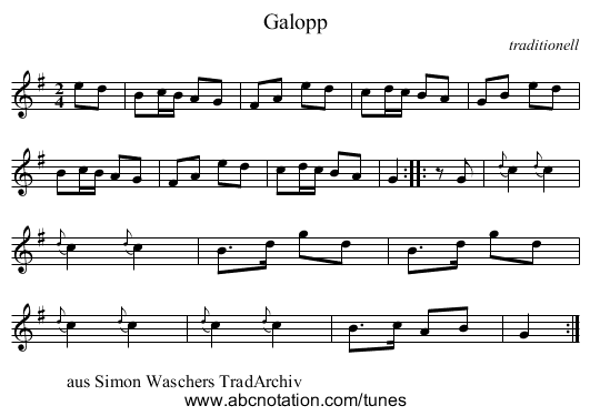 Galopp - staff notation