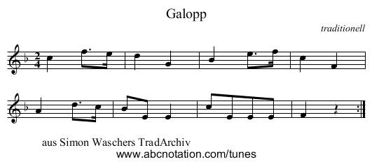 Galopp - staff notation