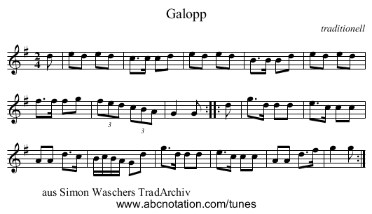 Galopp - staff notation