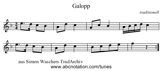 Galopp - staff notation