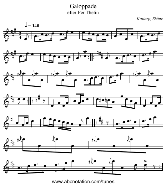 Galoppade - staff notation