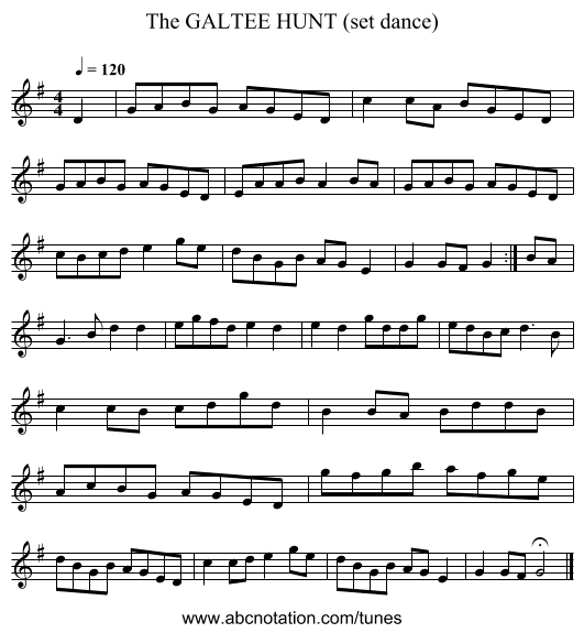 GALTEE HUNT (set dance), The - staff notation