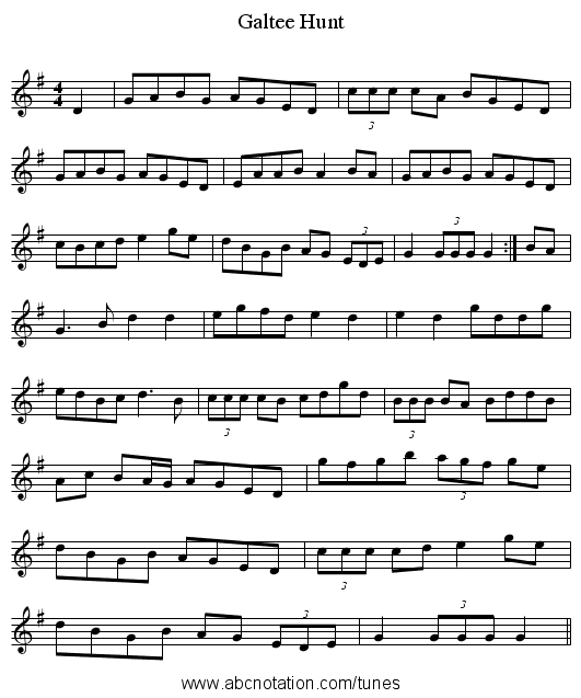 Galtee Hunt - staff notation