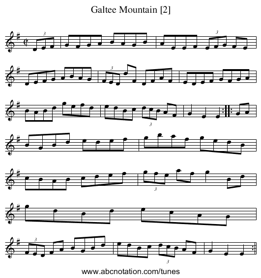 Galtee Mountain [2] - staff notation