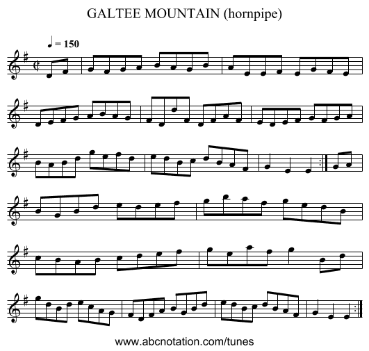 GALTEE MOUNTAIN (hornpipe) - staff notation