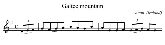 Galtee mountain - staff notation