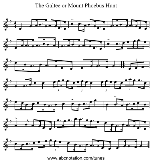 Galtee or Mount Phoebus Hunt, The - staff notation