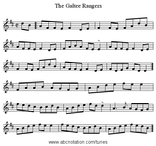Galtee Rangers, The - staff notation