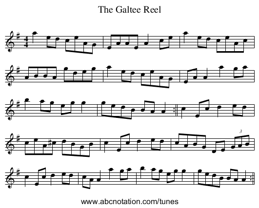 Galtee Reel, The - staff notation
