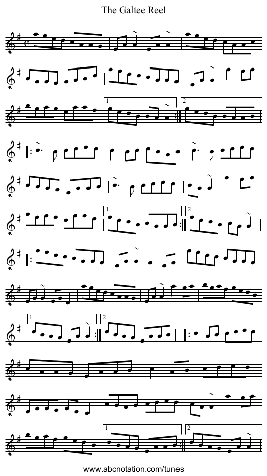 Galtee Reel, The - staff notation