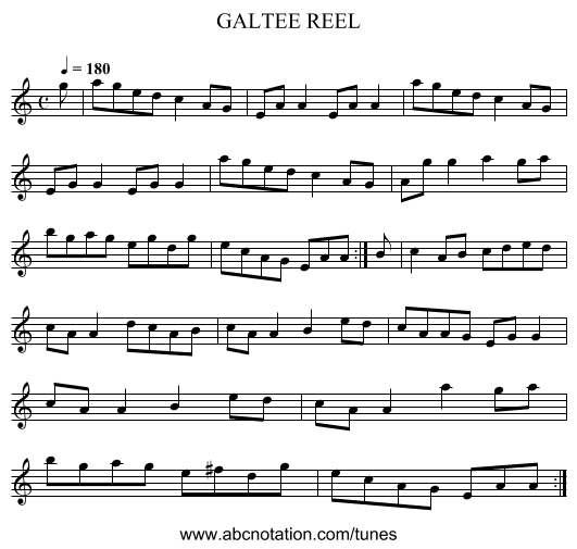 GALTEE REEL - staff notation