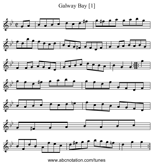 Galway Bay [1] - staff notation
