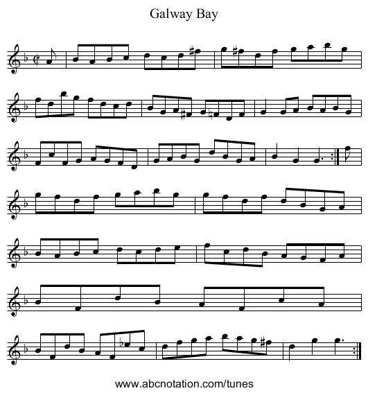 Galway Bay - staff notation