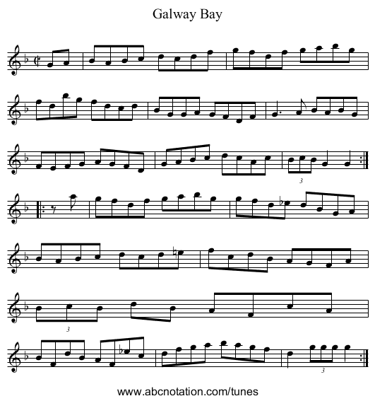 Galway Bay - staff notation