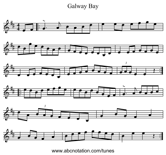 Galway Bay - staff notation
