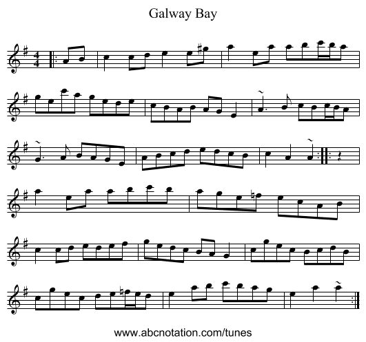 Galway Bay - staff notation