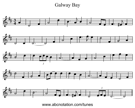 Galway Bay - staff notation